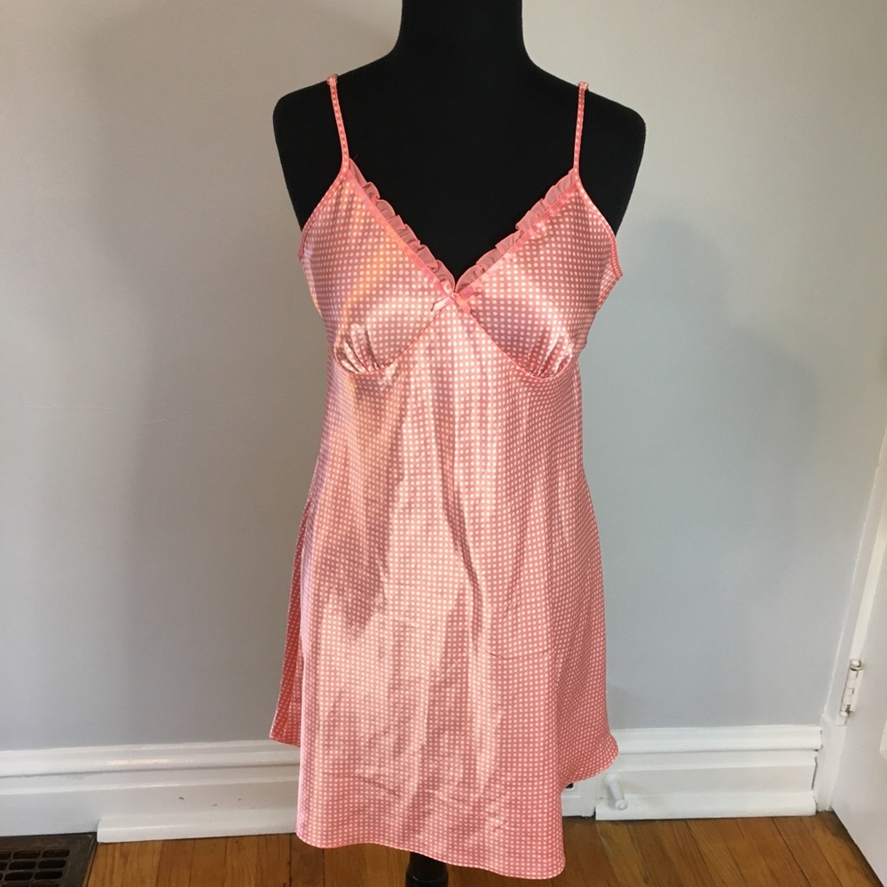 NWOT Adonna Pink Polka Dot Chemise, M